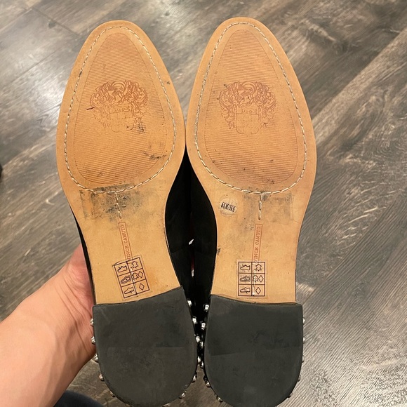 Black Vince Camuto Leather Loafers with Studs - Picture 4 of 5